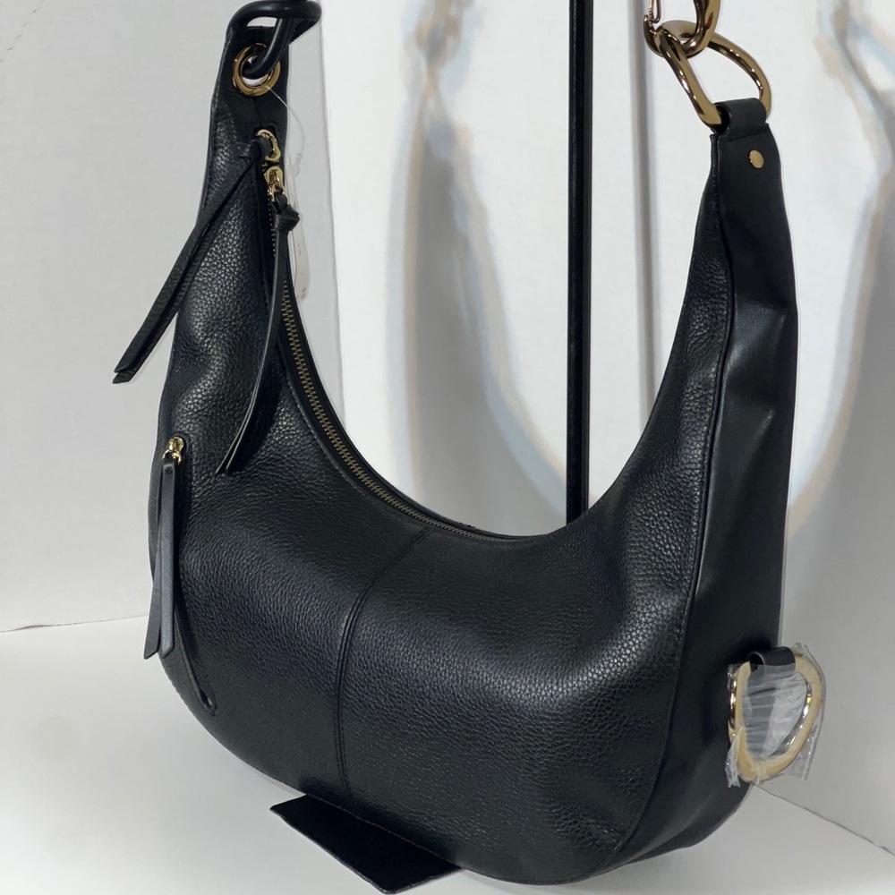 Dolce Vita Melanie Sing Bag Black Pebbled Leather Hobo NWT